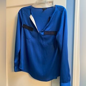 Ann Taylor Blue Satin Top - Size S